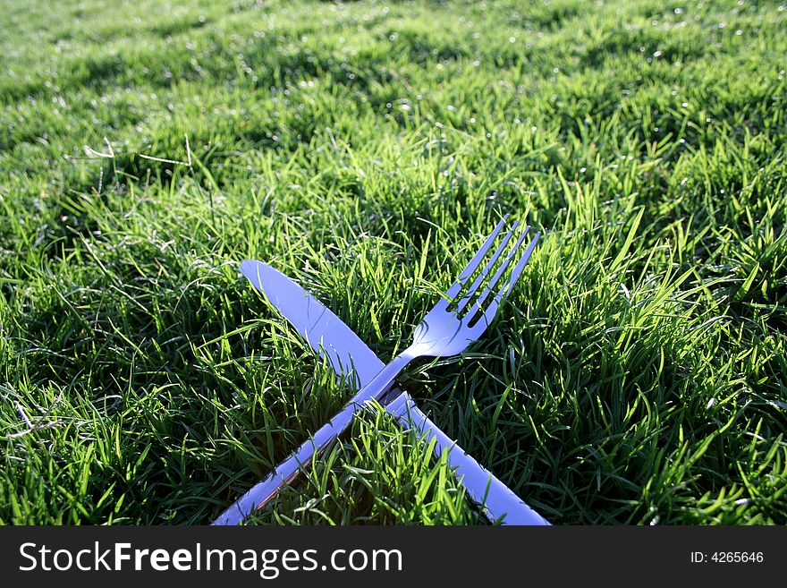 Knife and for out on grass. Knife and for out on grass