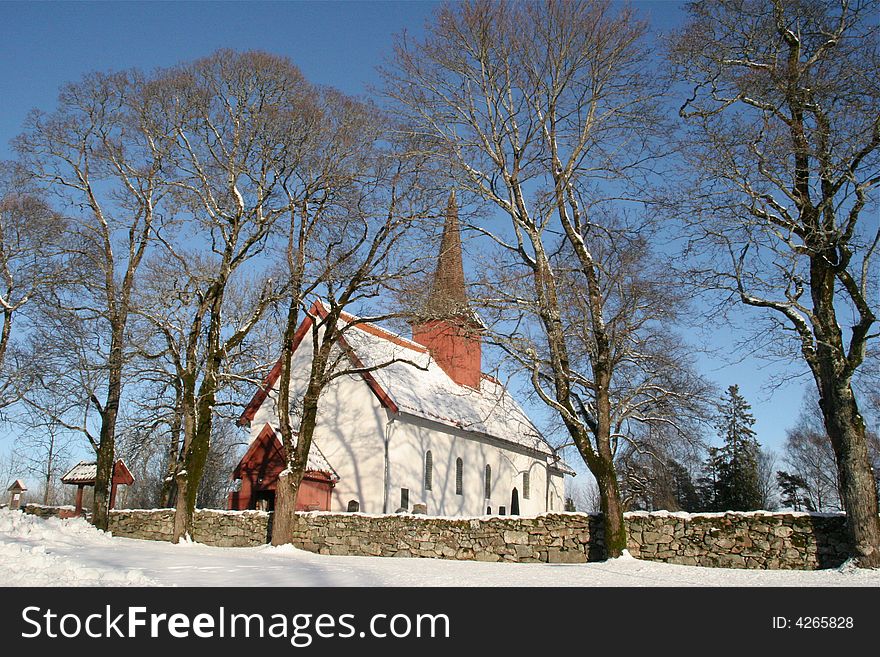 A little medieval village church in the Oslo region. A little medieval village church in the Oslo region.