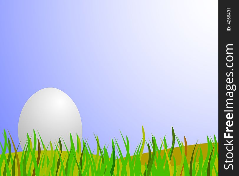 Easter egg on the grass, vector illustration