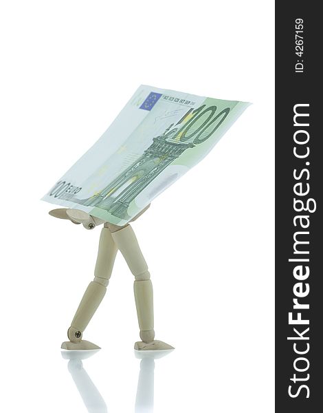 Manikin Carrying Hundred Euro Bill