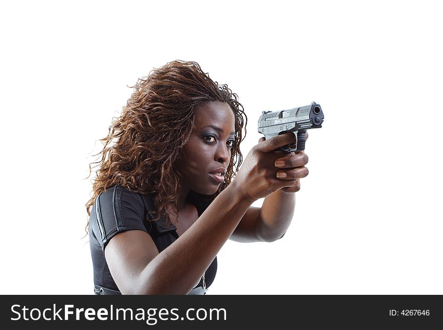 Woman Aiming A Gun