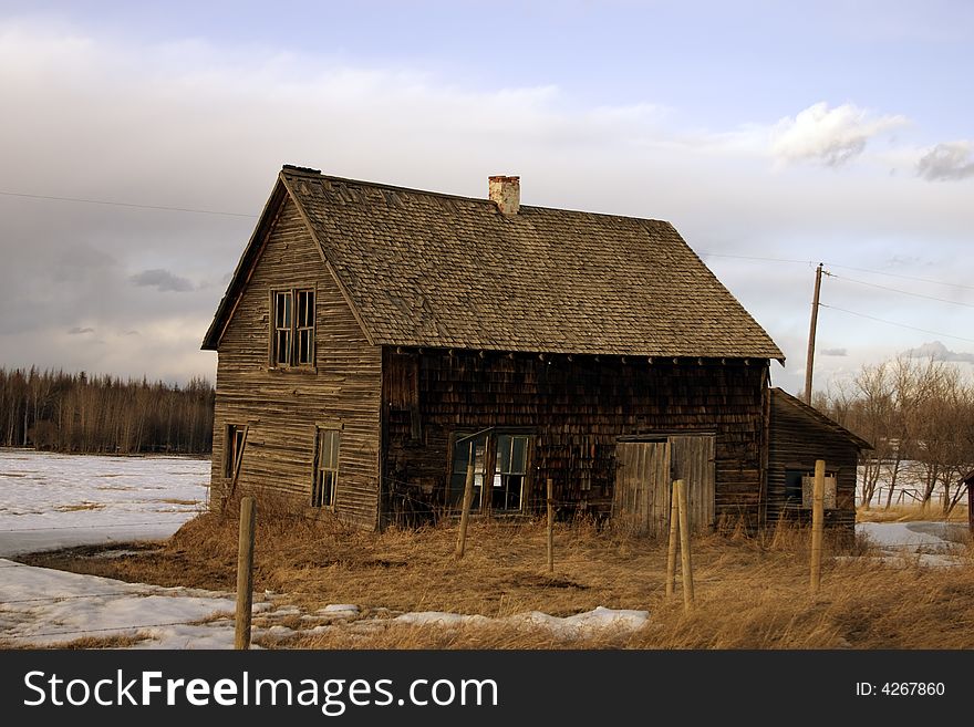 An abandoned homestead on the Canadian prairies.