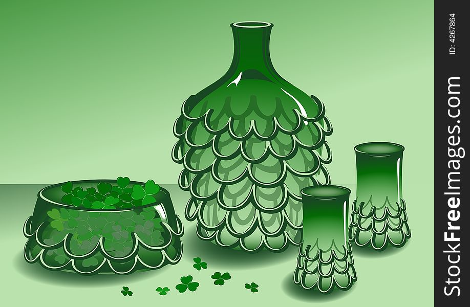 St.Patric'day still life, vector illustration, AI file included