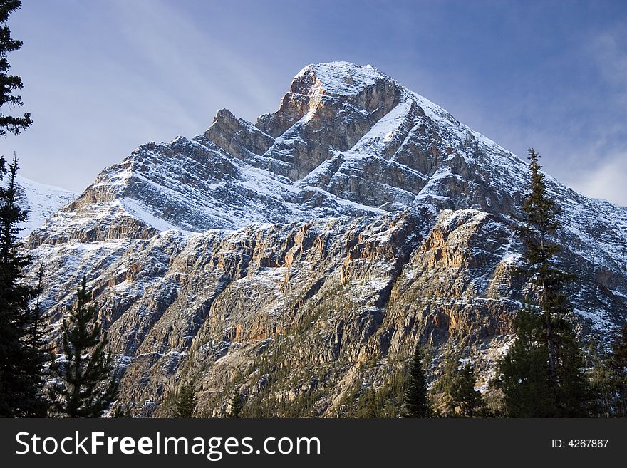 Mountain and skies in the Canadian Rockies.