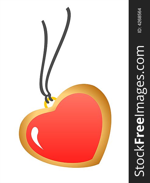 Ornate pendant heart  on a white background. Valentine's illustration.