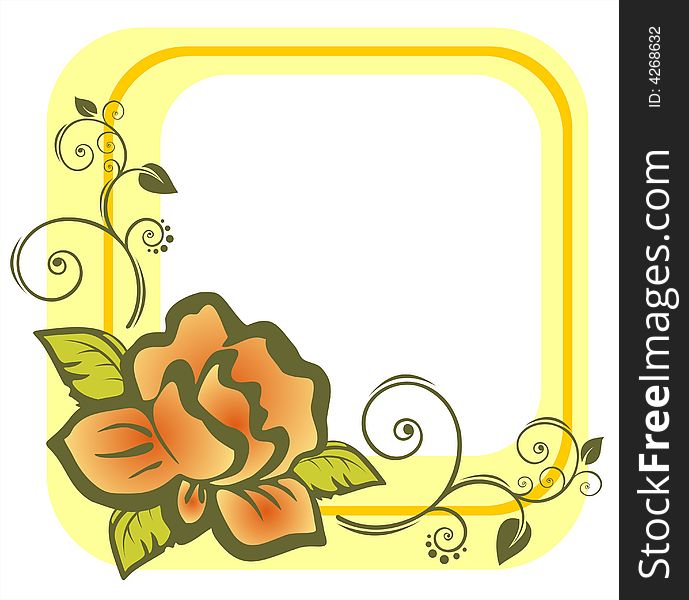 The yellow frame from the light stylized rose with decorative curves. The yellow frame from the light stylized rose with decorative curves.