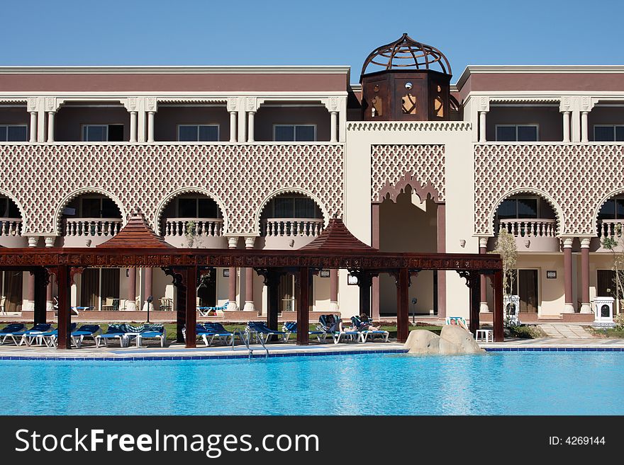 Eastern hotel with swimming pool. Eastern hotel with swimming pool