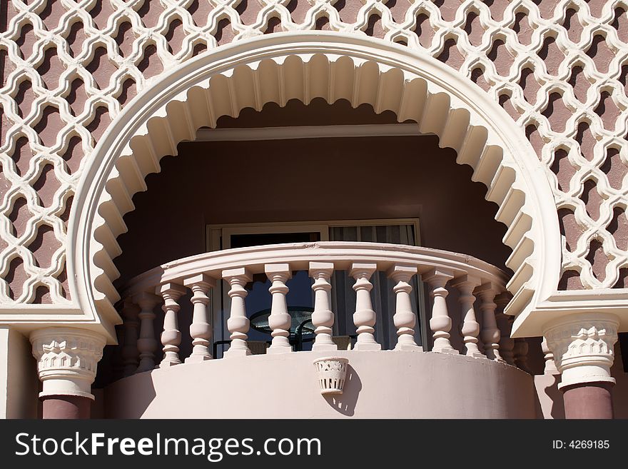 Balcony with arch in oriental style. Balcony with arch in oriental style