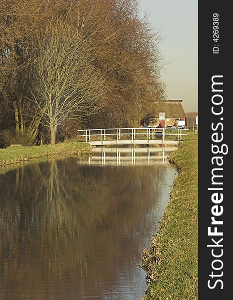 Wooden bridge in a Dutch park in Spring