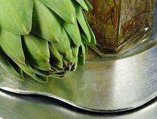 Artichoke Reflected In Stainless Steel Stock Photo