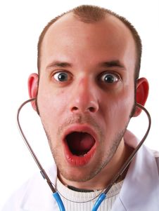 Crazy Doctor With A Stethoscope Royalty Free Stock Photos Crazy Doctor With A Stethoscope Royalty Free Stock Photos