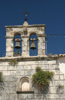 Monastery Bell Tower In Greek Village Royalty Free Stock Image