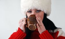Girl With Hot Drink Royalty Free Stock Images