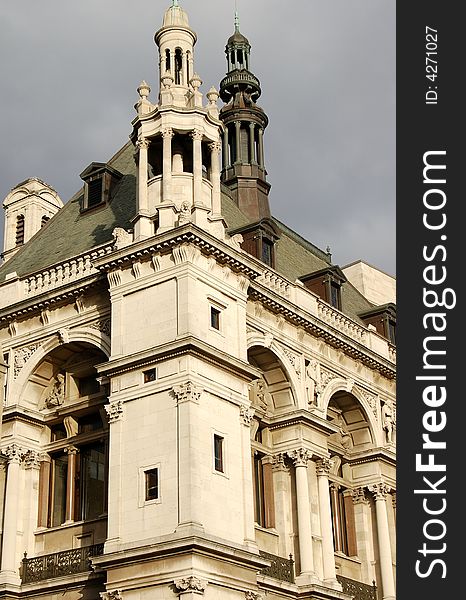 Part of a historic building in central London, England