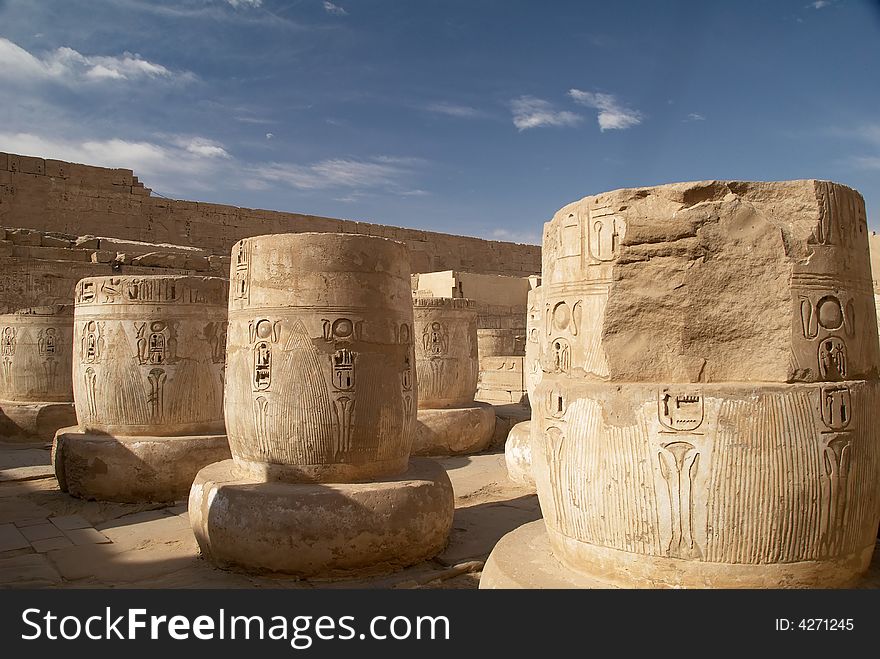 Ruins of Medinet Habu ancient temple, Egypt, Luxor. Ruins of Medinet Habu ancient temple, Egypt, Luxor