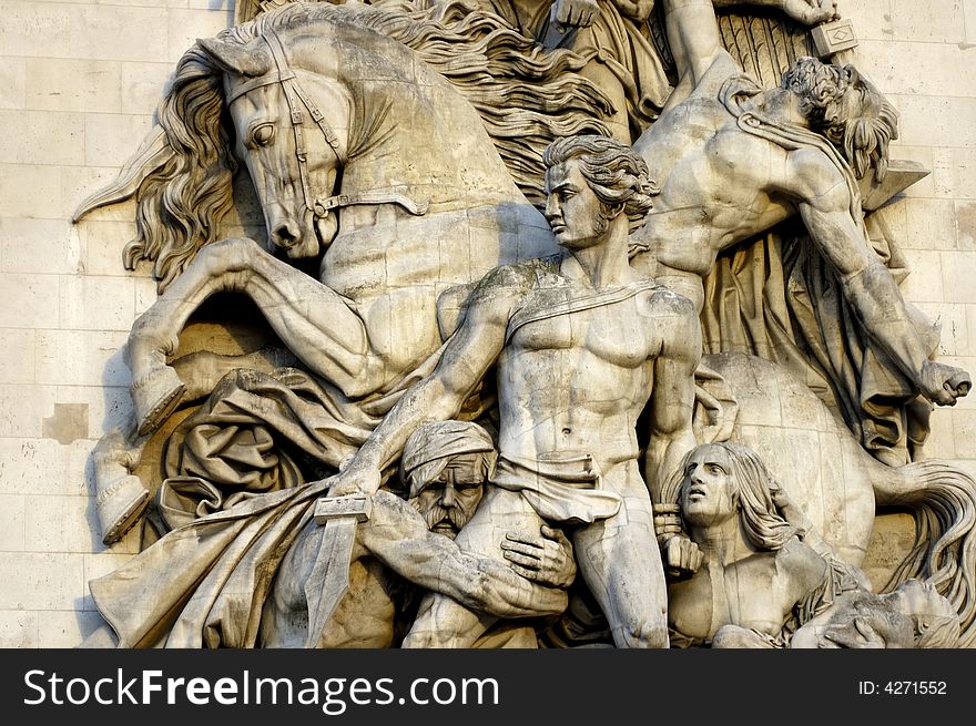 Arc de Triumph relief artwork statues. Arc de Triumph relief artwork statues