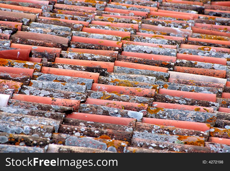 Roof-tile background in red