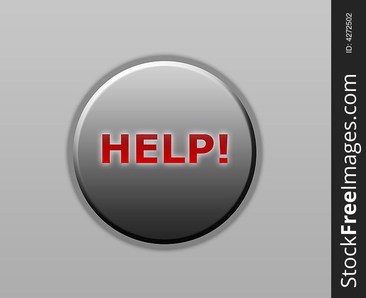 An illustration of a help button with red text