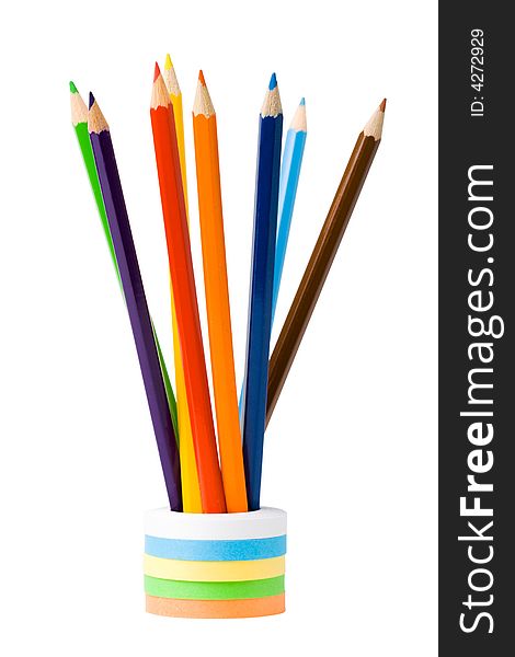 Some color standing pencils isolated