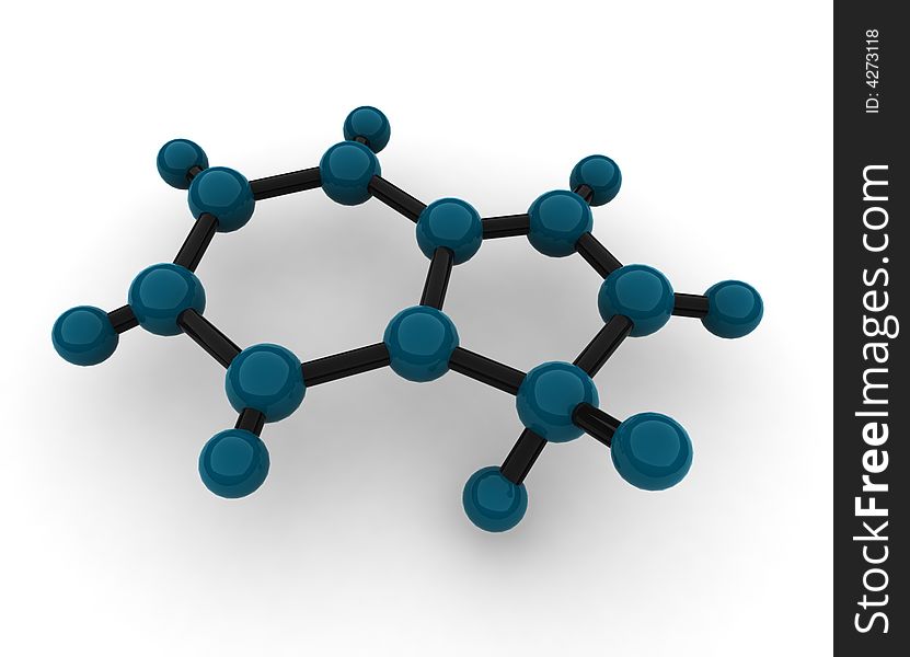 Isolated molecule with shadow - 3d render