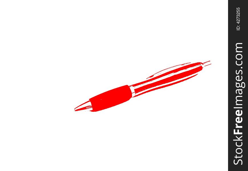 Red abstract retractable pen on white. Red abstract retractable pen on white.