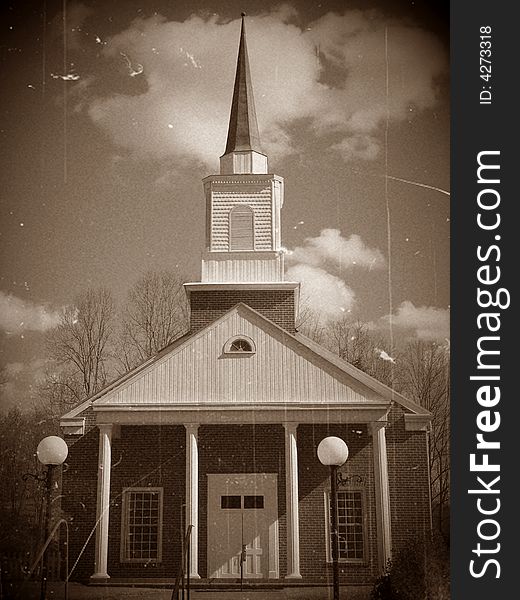 Shot of a church enhanced to look like an antique photo. Shot of a church enhanced to look like an antique photo.