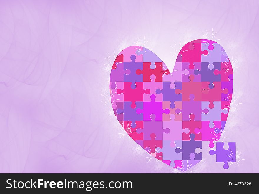 Jigsaw puzzle heart on a lavender background. Jigsaw puzzle heart on a lavender background.