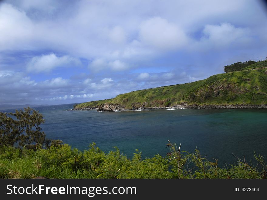 A beautiful view if green island and the ocean. A beautiful view if green island and the ocean