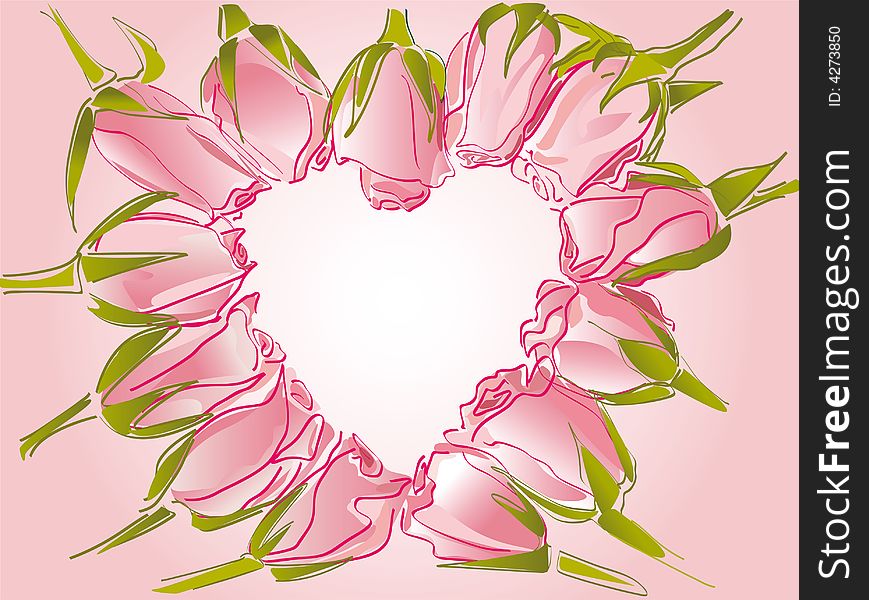 Floral vector background for valentine`s card. Floral vector background for valentine`s card