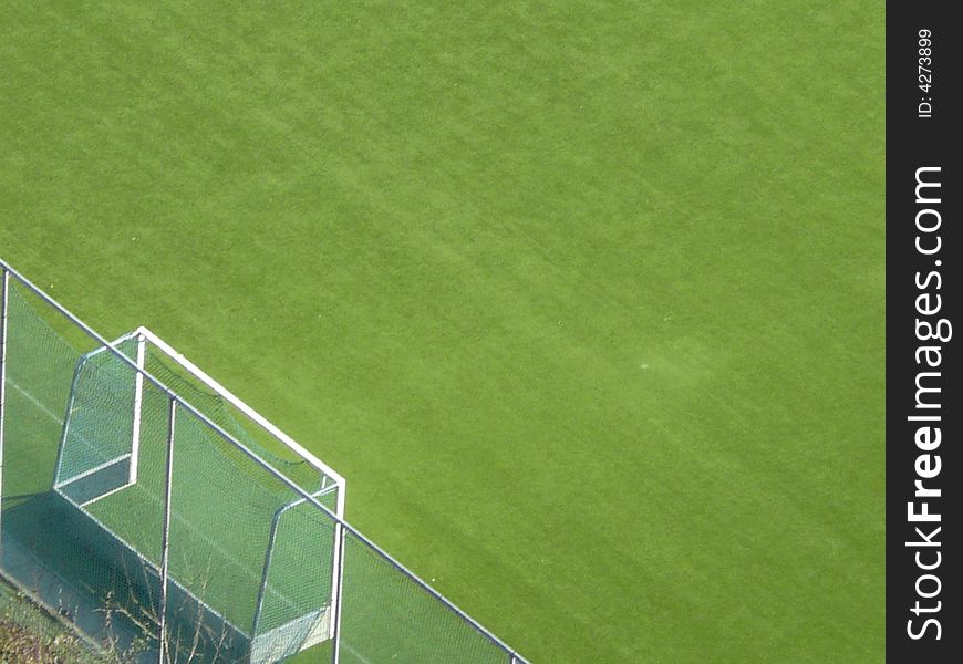 Goal of a soccer field from bird's perspective. Goal of a soccer field from bird's perspective