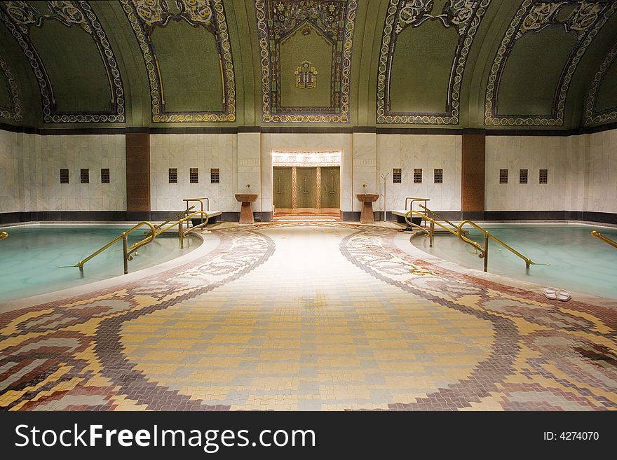 Swimming pool in the public baths. Swimming pool in the public baths