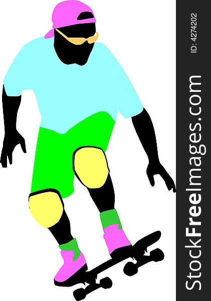Vector cartoon siluette of boy on scate. Vector cartoon siluette of boy on scate