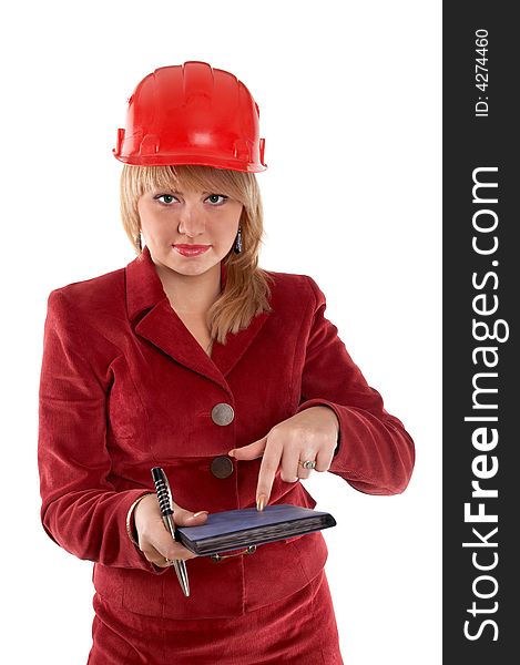 Businesswoman In Red Helmet