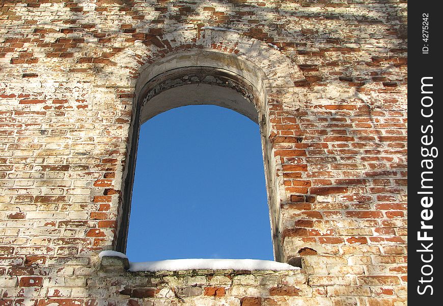 Background frame of ancient ruin arc window. Background frame of ancient ruin arc window