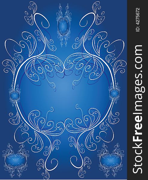 Decorative ornament on blue background. Decorative ornament on blue background