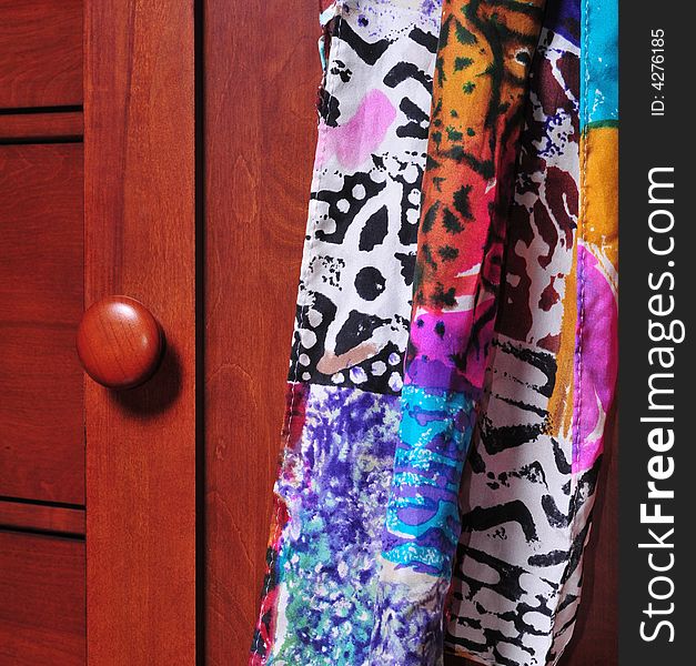 Silk Scarf Draped over dresser door