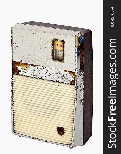 small retro radio on white background