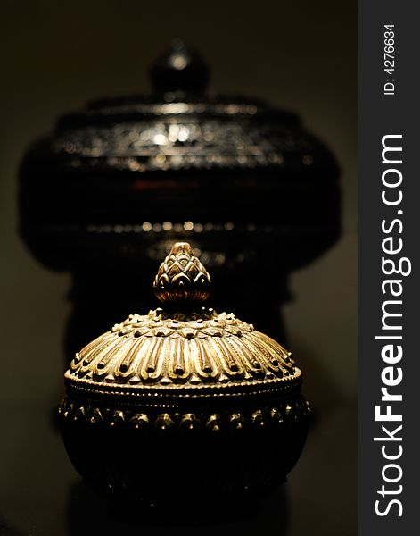 Metal vessel with religionary pattern