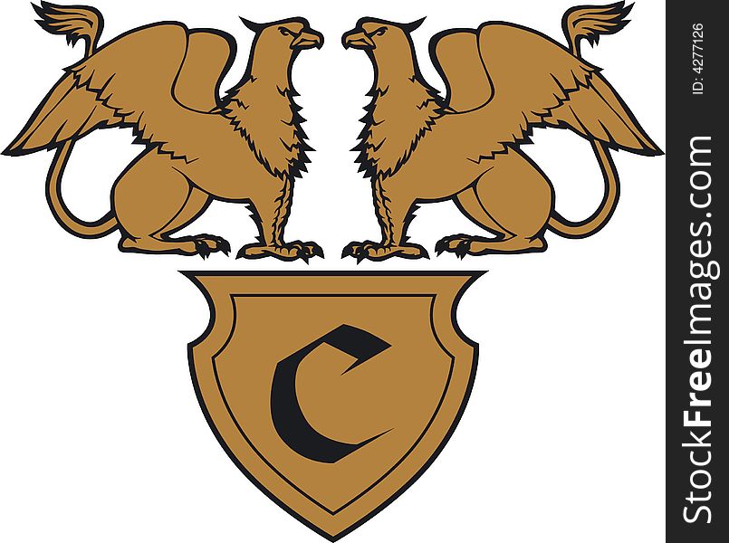 Vector illustration of the arms with the image of griffins