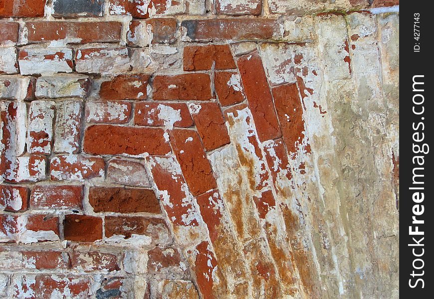 Twisted red brick wall background texture. Twisted red brick wall background texture