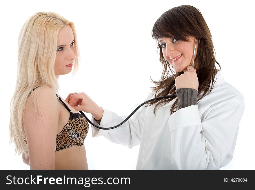 Doctor and patient  on white background