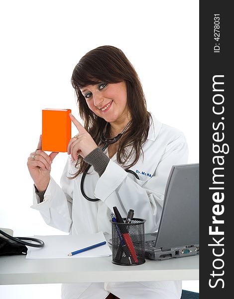 Young doctor with stethoscope on isolated background