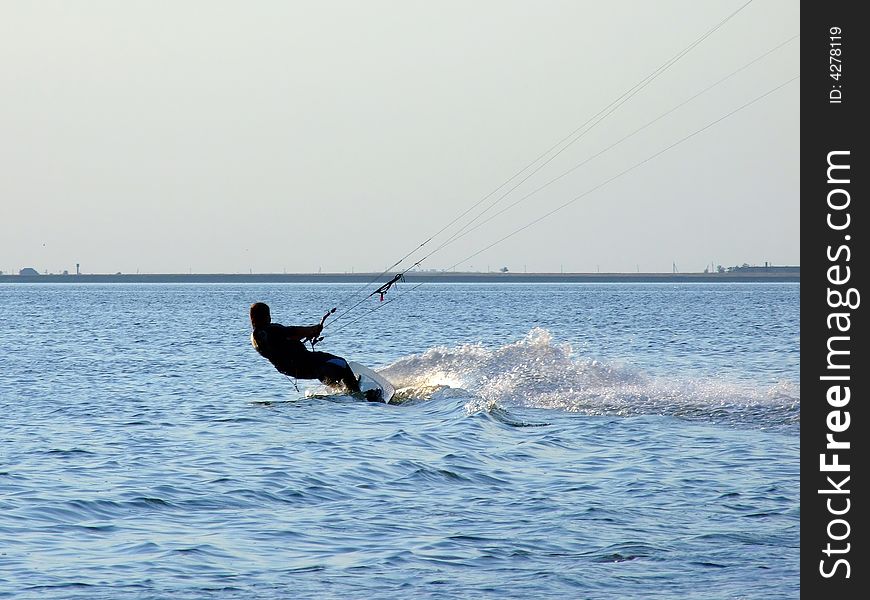 Silhouette Of A Kite-surf On A Gulf 2