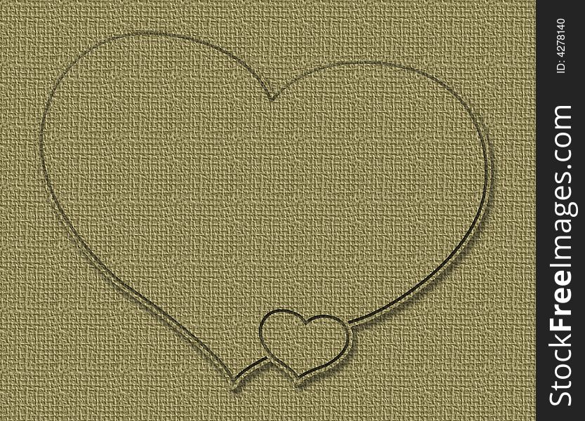 The illustration of old two burlap hearts