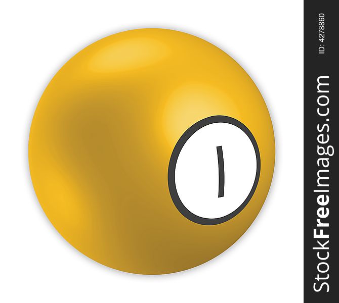 Billiard ball number 1 and yellow color