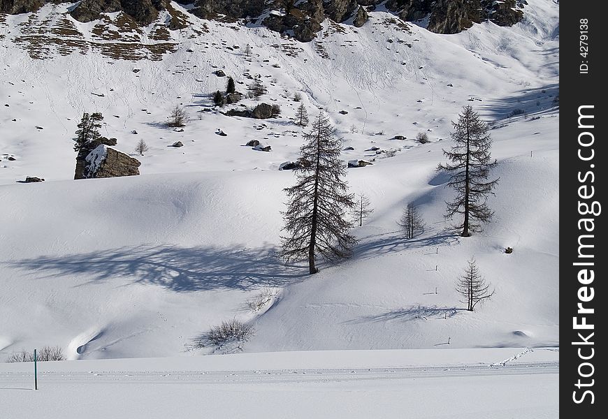 Winter landscape of the Swiss Alps