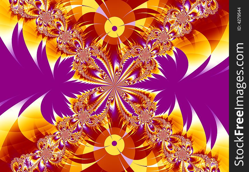 Purple, orange, red and white funky fractal illustration. Purple, orange, red and white funky fractal illustration