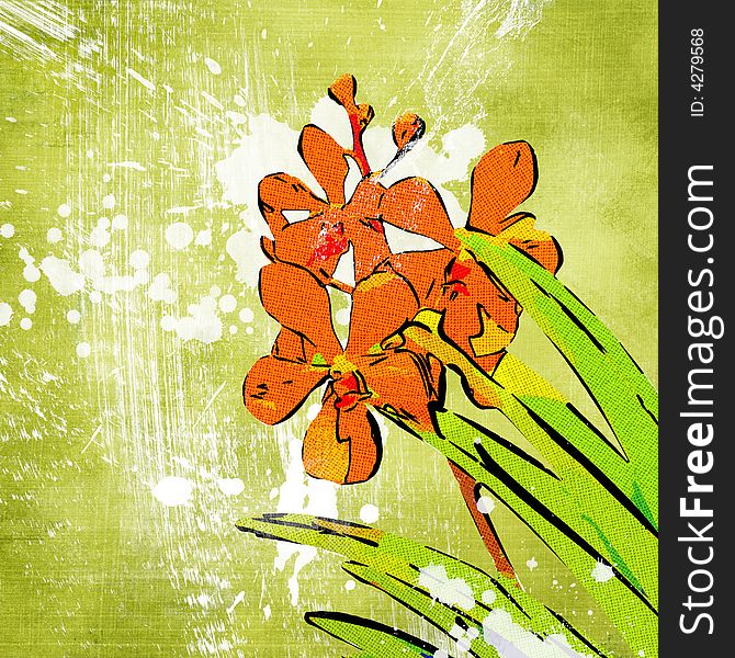 Artistic painted background with flowers. Artistic painted background with flowers
