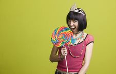 Young Punk Woman With A Big Lollipop Stock Image