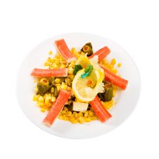 Salad With Crab Rolls And Corn Royalty Free Stock Images